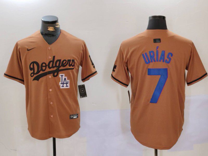 Men Los Angeles Dodgers #7 Urias army green joint name 2024 Nike MLB Jersey style 1